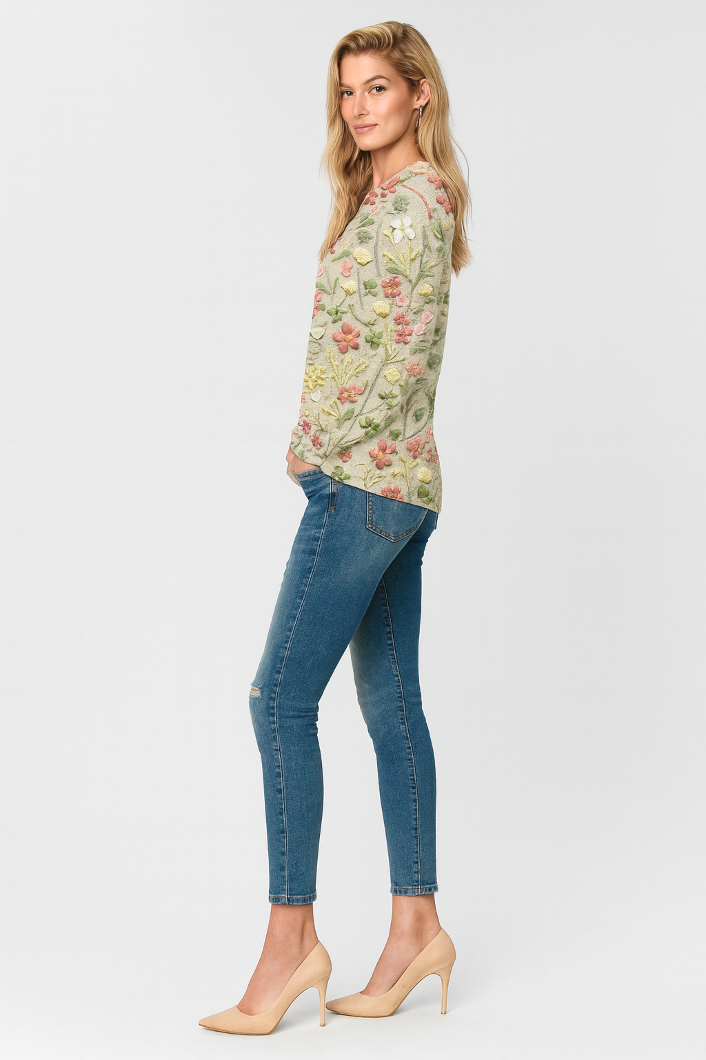 Women's Embroidered Floral Sweater