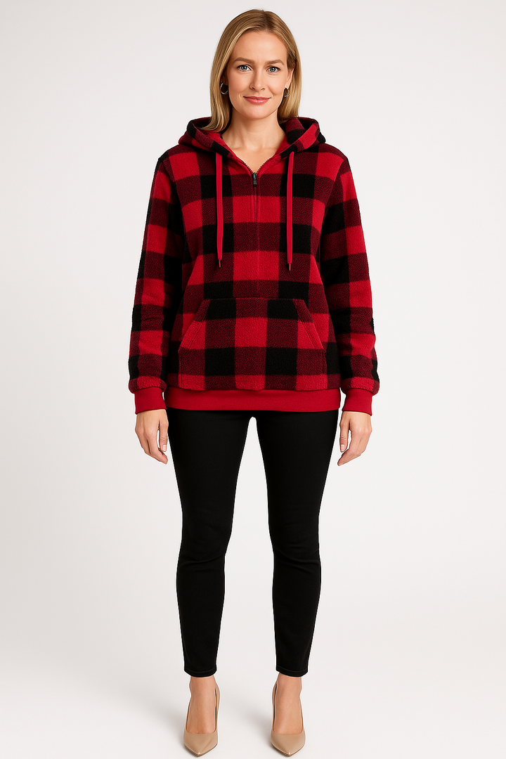 Women’s Relaxed Fit Plaid Hoodie