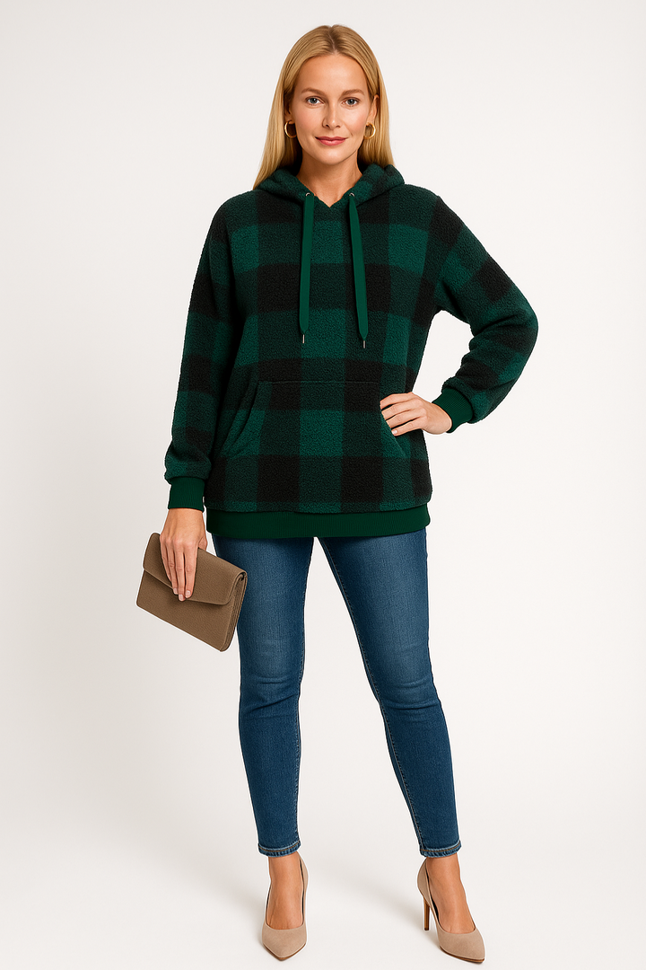 Women’s Relaxed Fit Plaid Hoodie