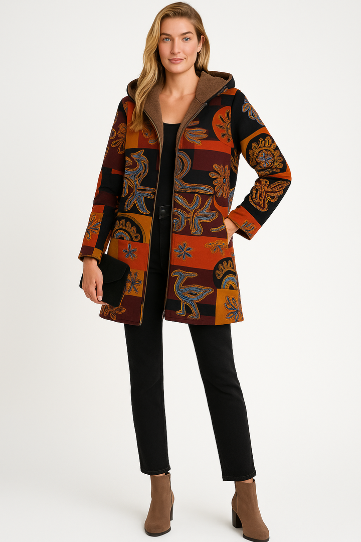 Women's Winter Jacket with Floral Print