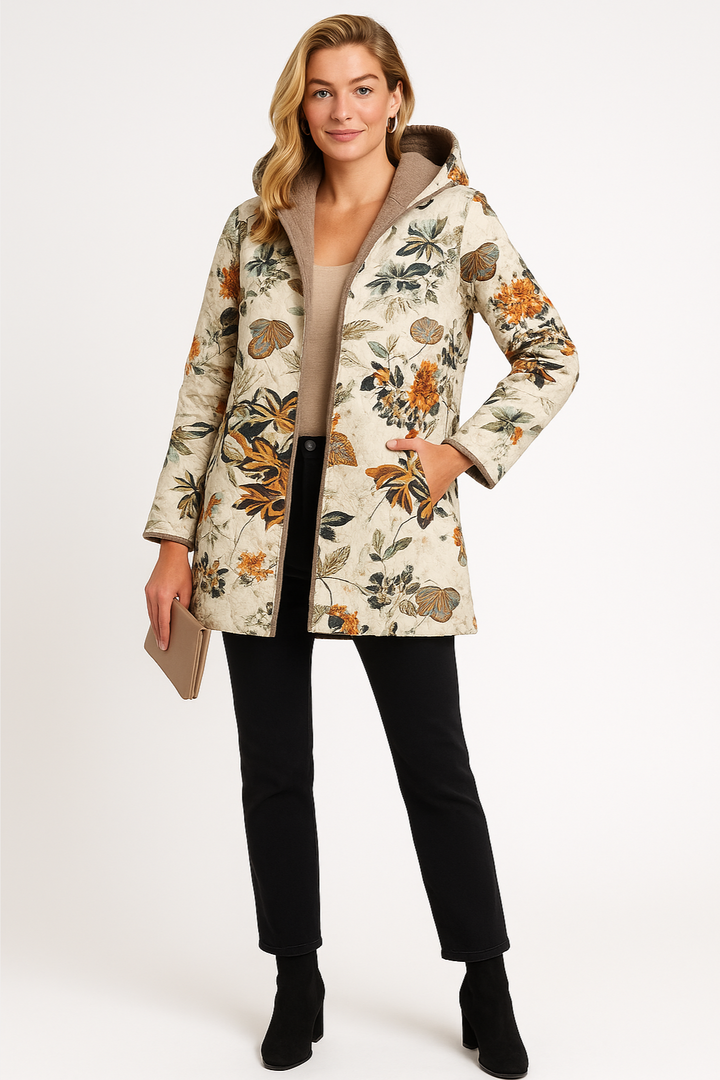 Women's Winter Jacket with Floral Print