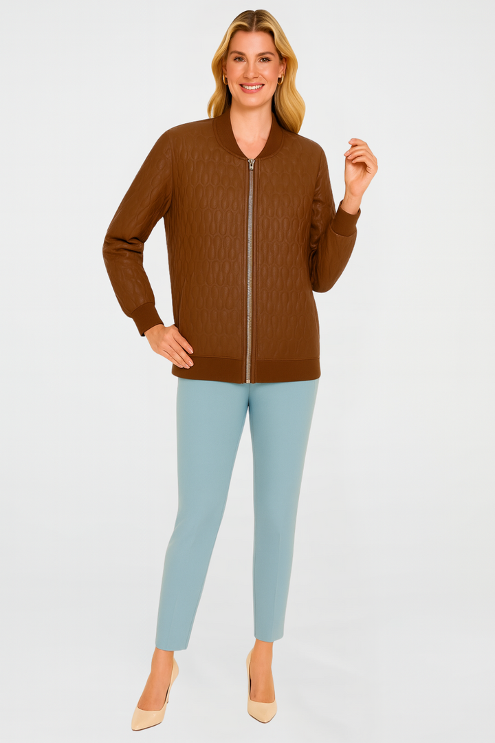 Women’s Zip-Front Quilted Bomber Jacket