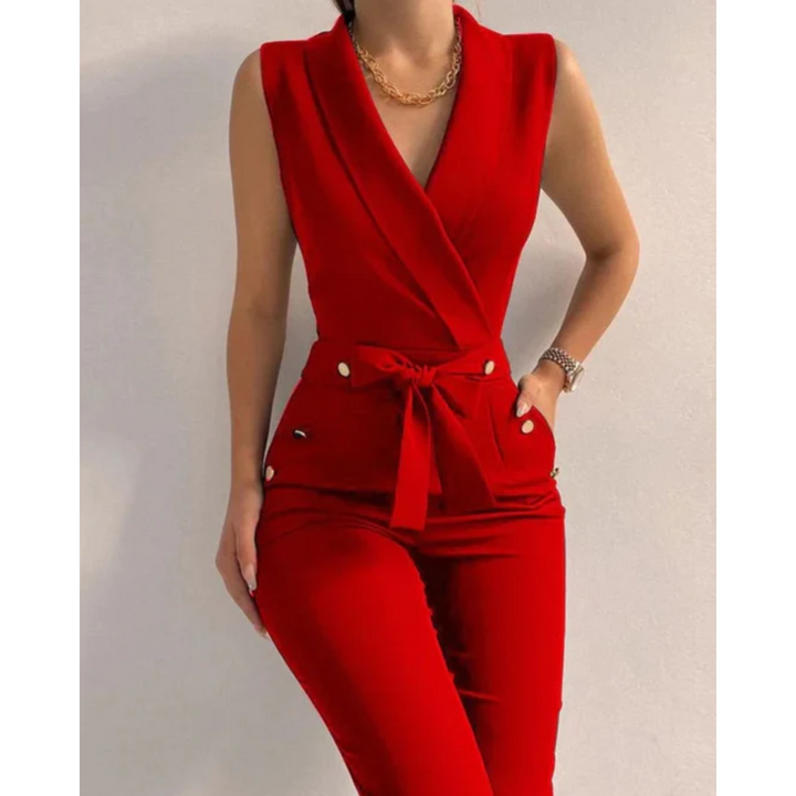 Women’s Formal Tied Jumpsuit – Sleeveless V-Neck