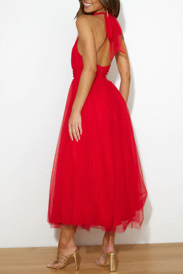 Alyssa - Halter Neck Midi Dress