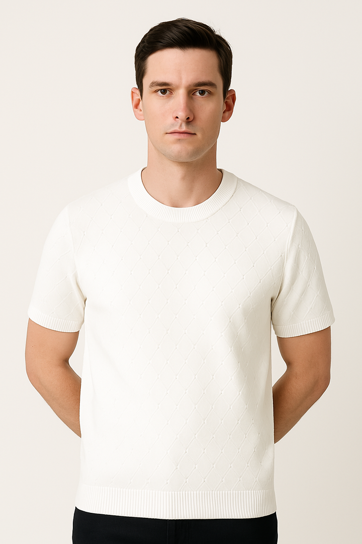 Men’s Diamond-Knit Textured T-Shirt
