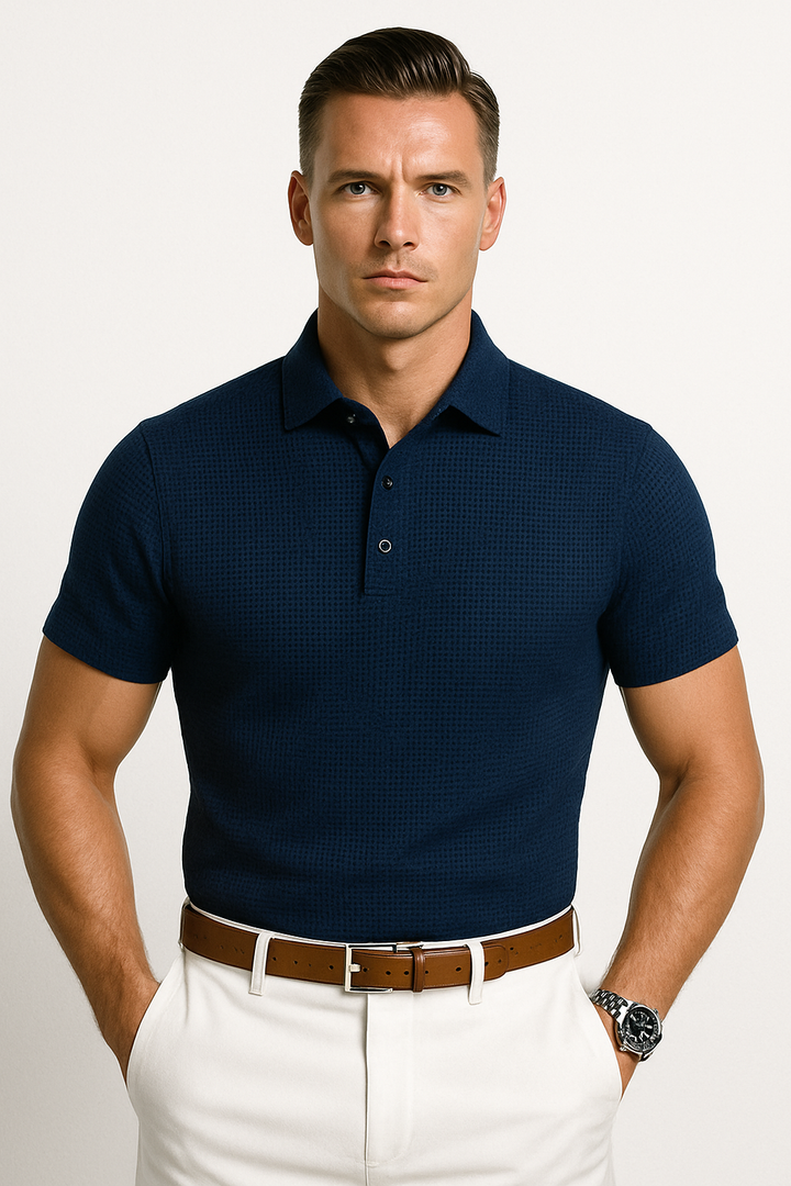 Men’s Classic Textured Knit Polo Shirt