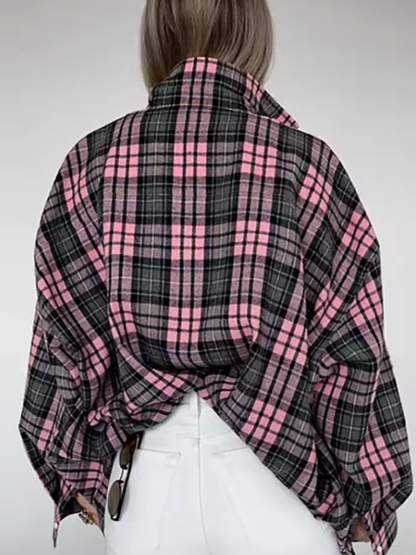 Charlotte - Oversized Plaid Button-Down Shirt for Women