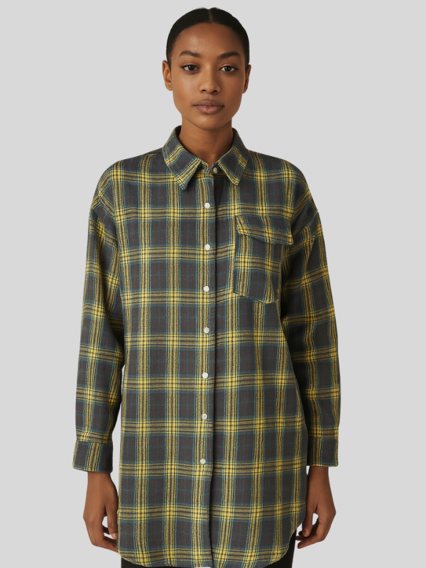 Charlotte - Oversized Plaid Button-Down Shirt for Women