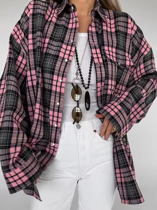 Charlotte - Oversized Plaid Button-Down Shirt for Women