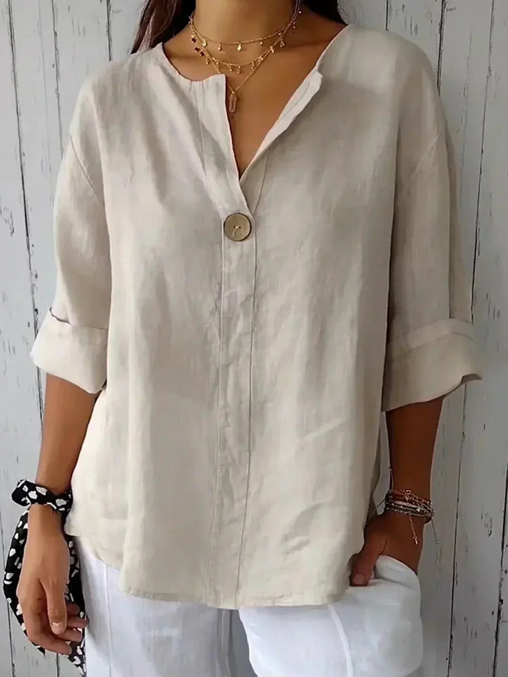Aveline - Casual V-Neck Blouse (Plus Size Available)