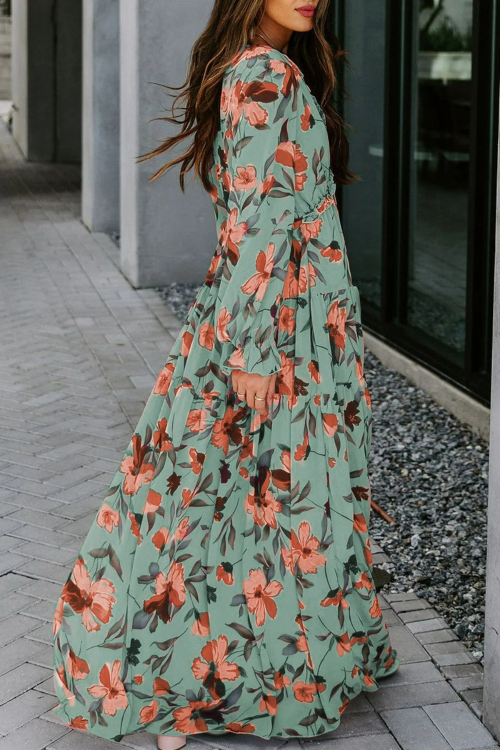 Aveline - Wild Lotus Ruffle Tiered Maxi Dress