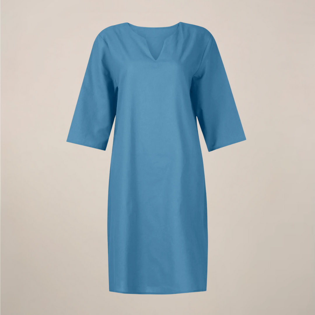 Women’s V-Neck Midi Summer Dress – Button Front with Relaxed Fit