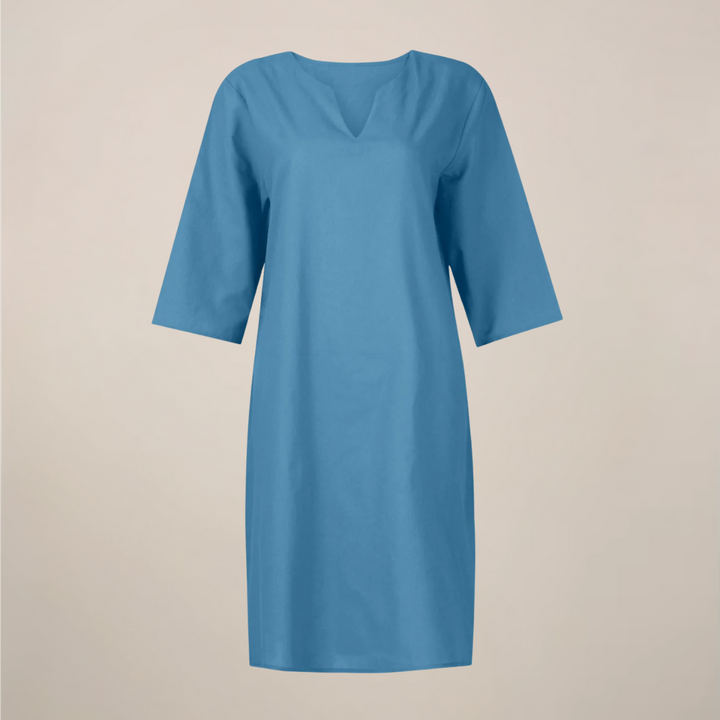 Women’s V-Neck Midi Summer Dress – Button Front with Relaxed Fit