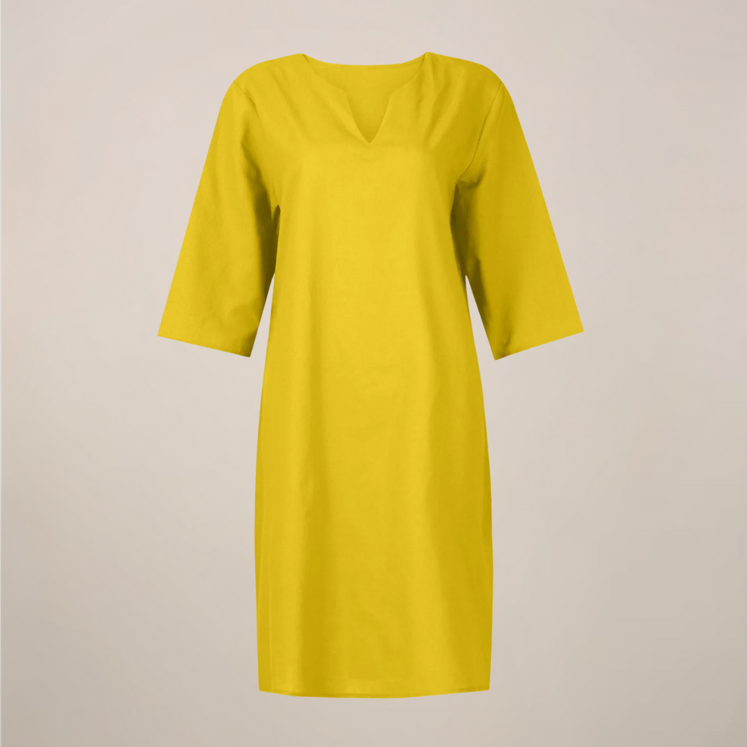 Women’s V-Neck Midi Summer Dress – Button Front with Relaxed Fit