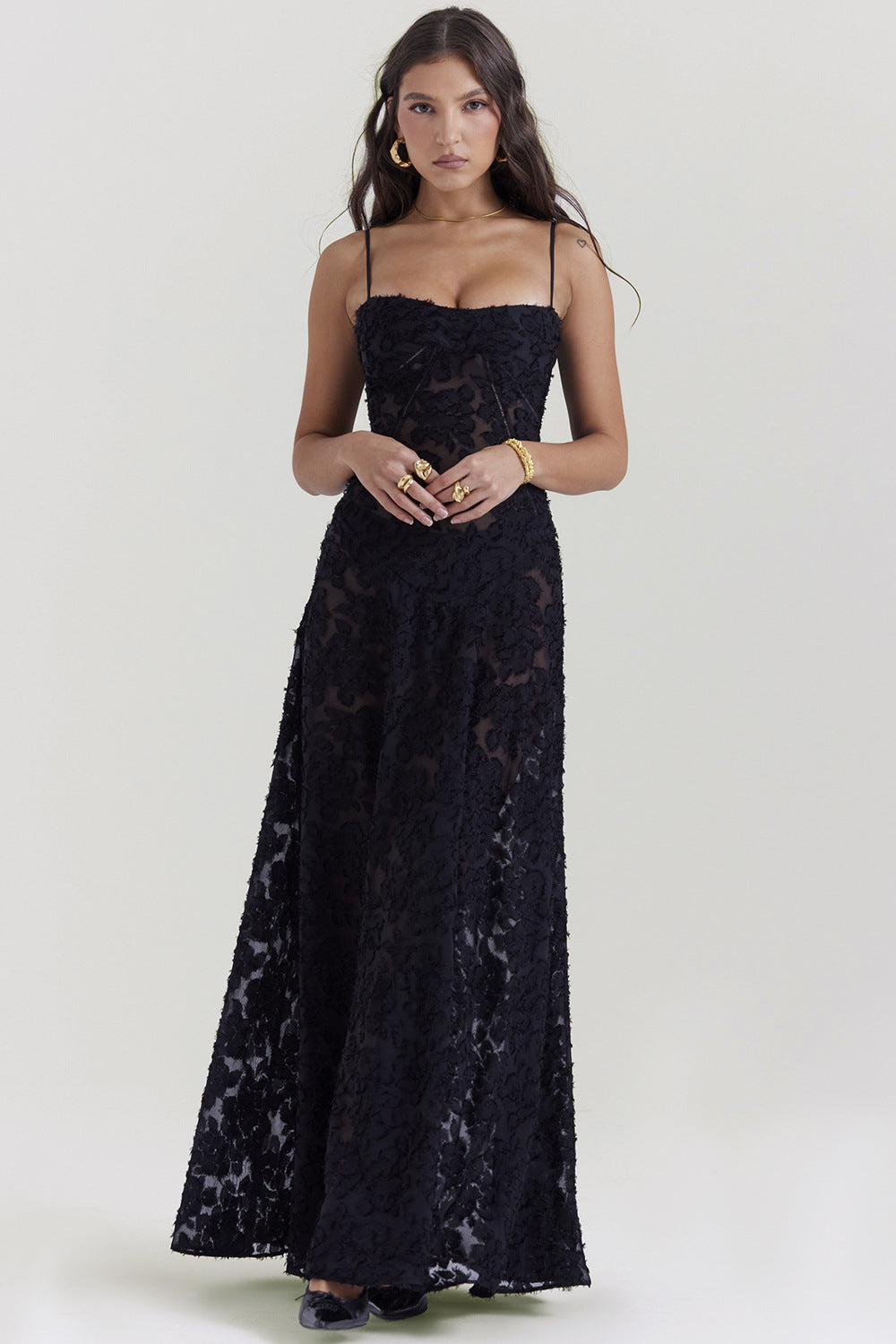 Women’s Sheer Elegance Lace Maxi Dress