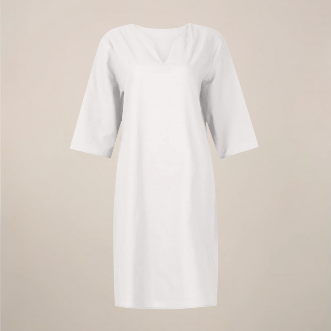 Women’s V-Neck Midi Summer Dress – Button Front with Relaxed Fit