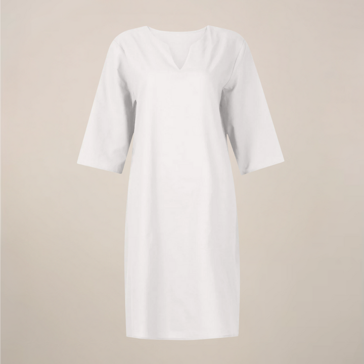 Women’s V-Neck Midi Summer Dress – Button Front with Relaxed Fit