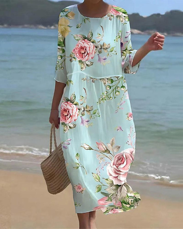 Amara - Elegant Floral Dress with Tummy Control