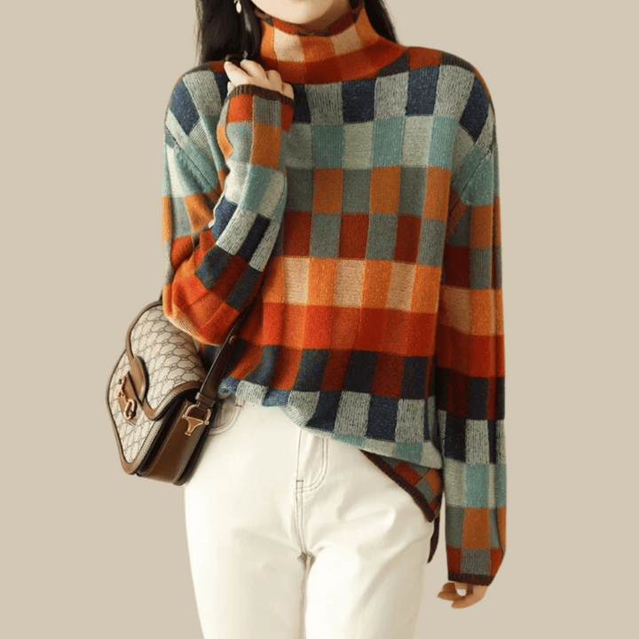 Bethany - Women’s Patchwork Turtleneck Sweater
