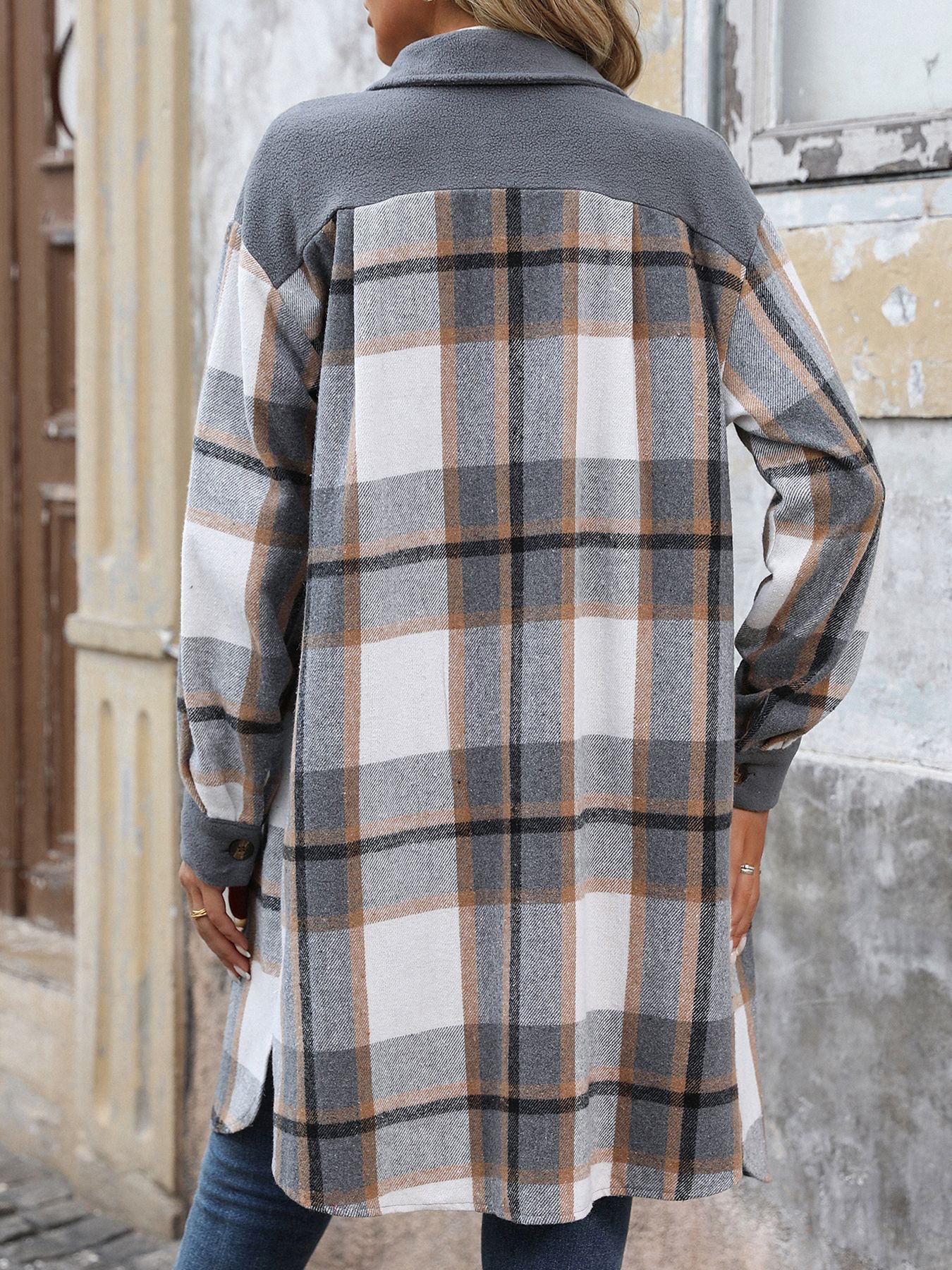 Natasha - Plaid Button-Up Jacket
