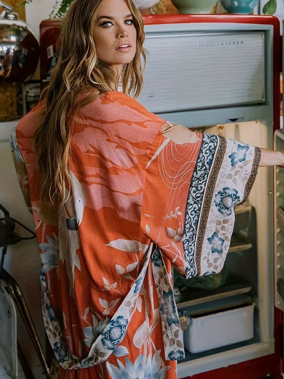 Isa - Floral Print Kimono
