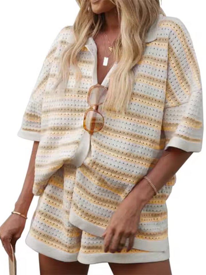 Delaney - Two-Piece Set Striped Loose Fit Summer Clothes Women's Clothing