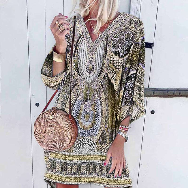 Sasha - Boho-Inspired V-Neck Kaftan Dress