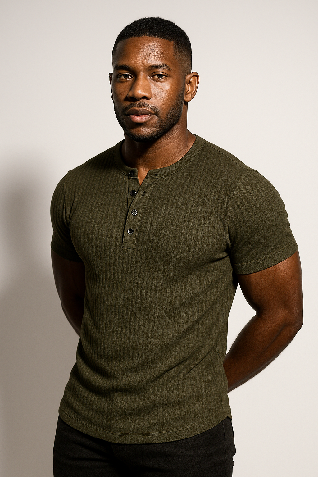 Men’s Ribbed Short Sleeve Henley Shirt