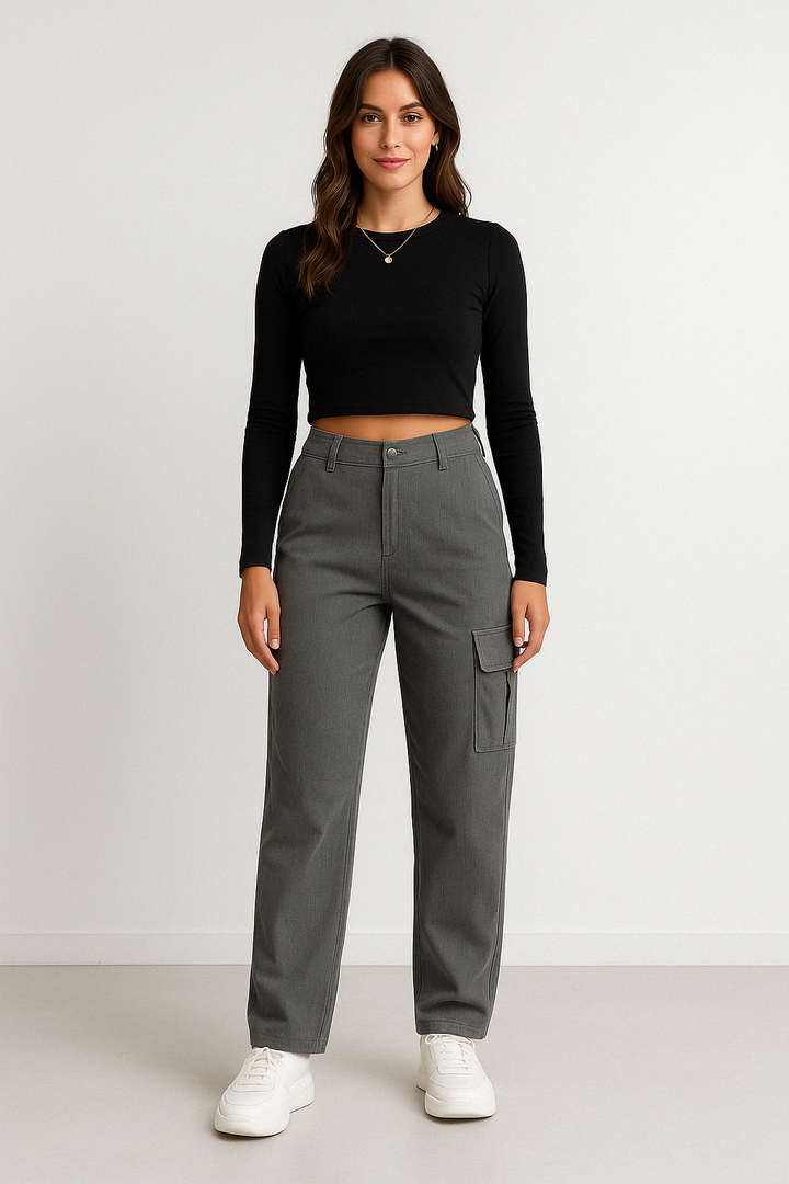 Flap Pocket Straight-Leg Cargo Trousers
