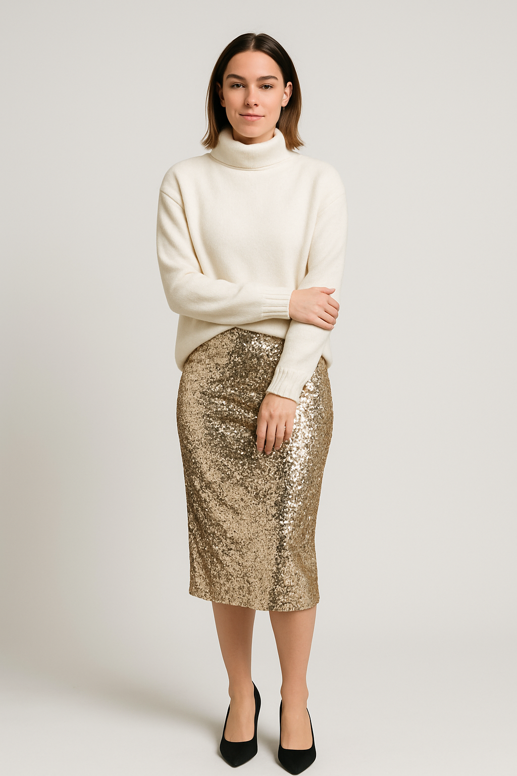 Women’s Sparkling Sequin Midi Skirt