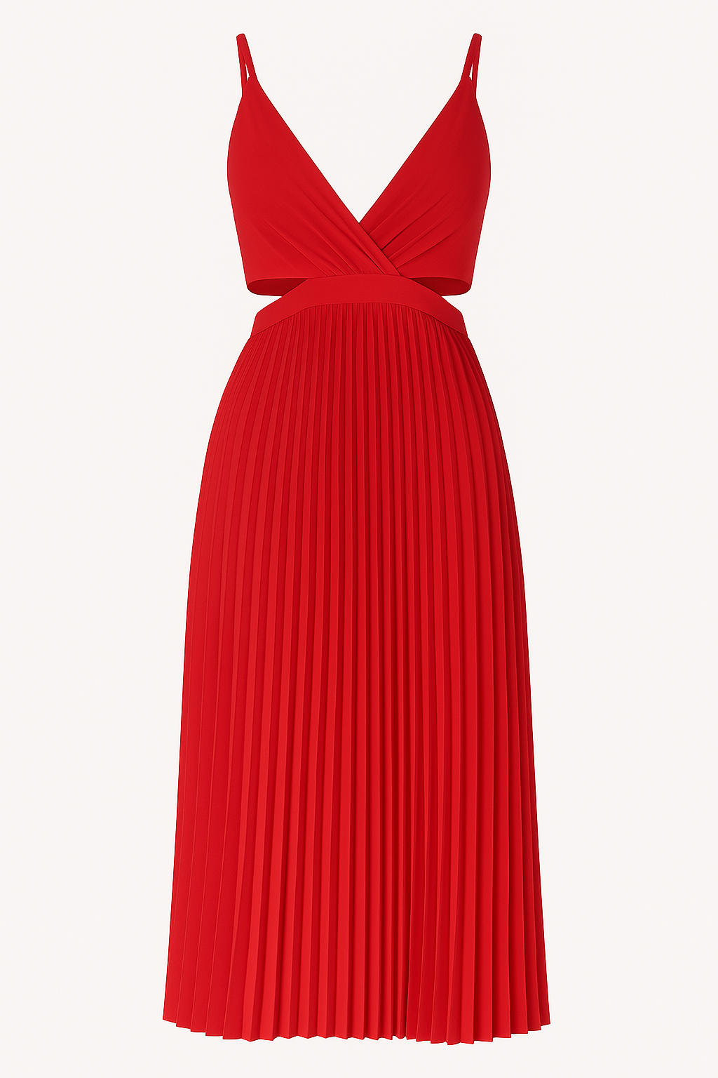Women's Pleated Cutout Midi Dress