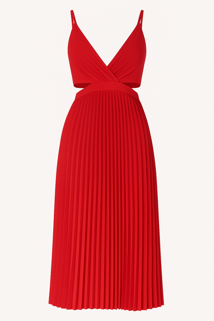 Women's Pleated Cutout Midi Dress