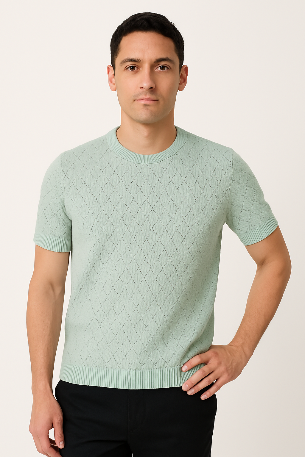 Men’s Diamond-Knit Textured T-Shirt