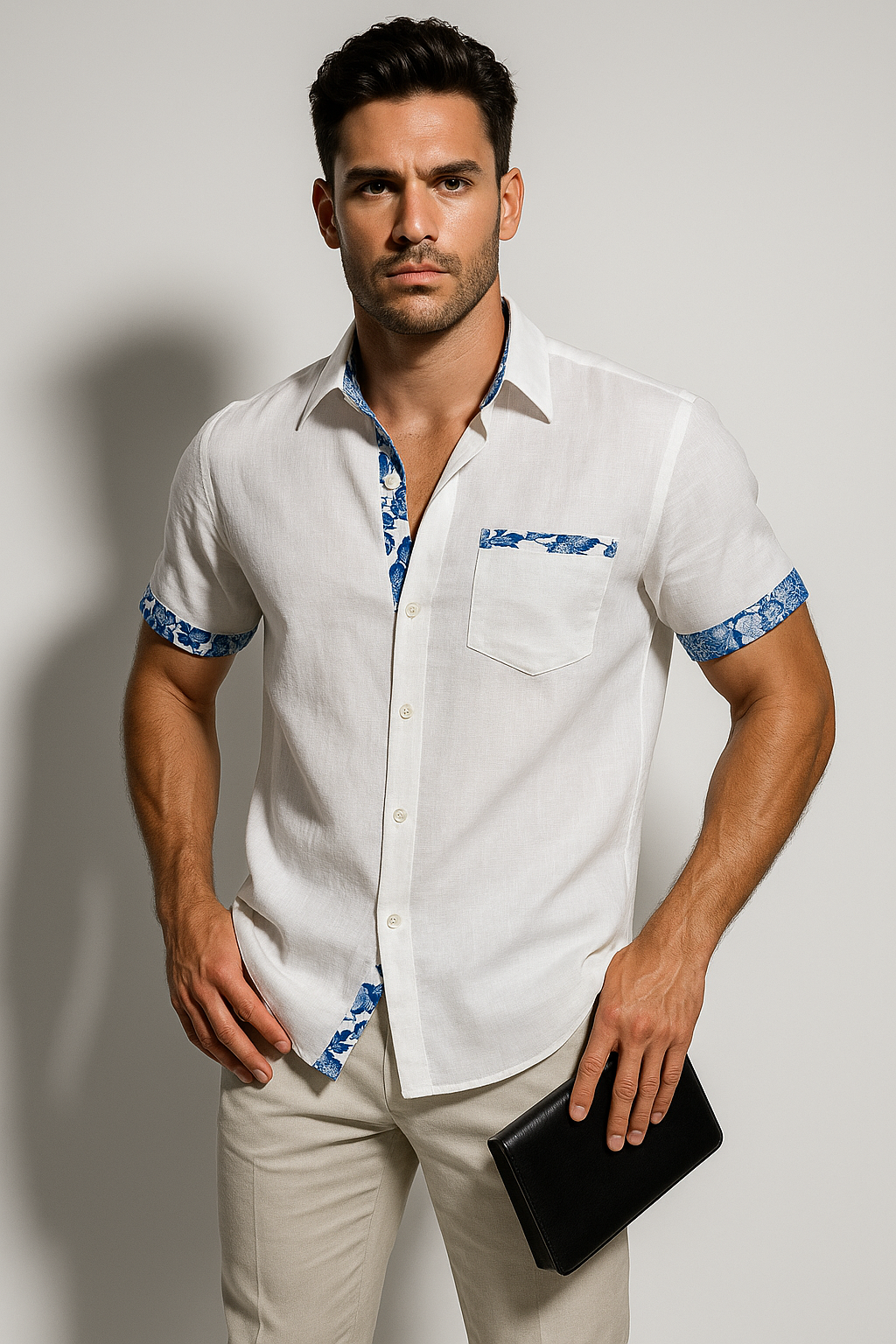 Men’s Casual Short Sleeve Button-Up Shirt
