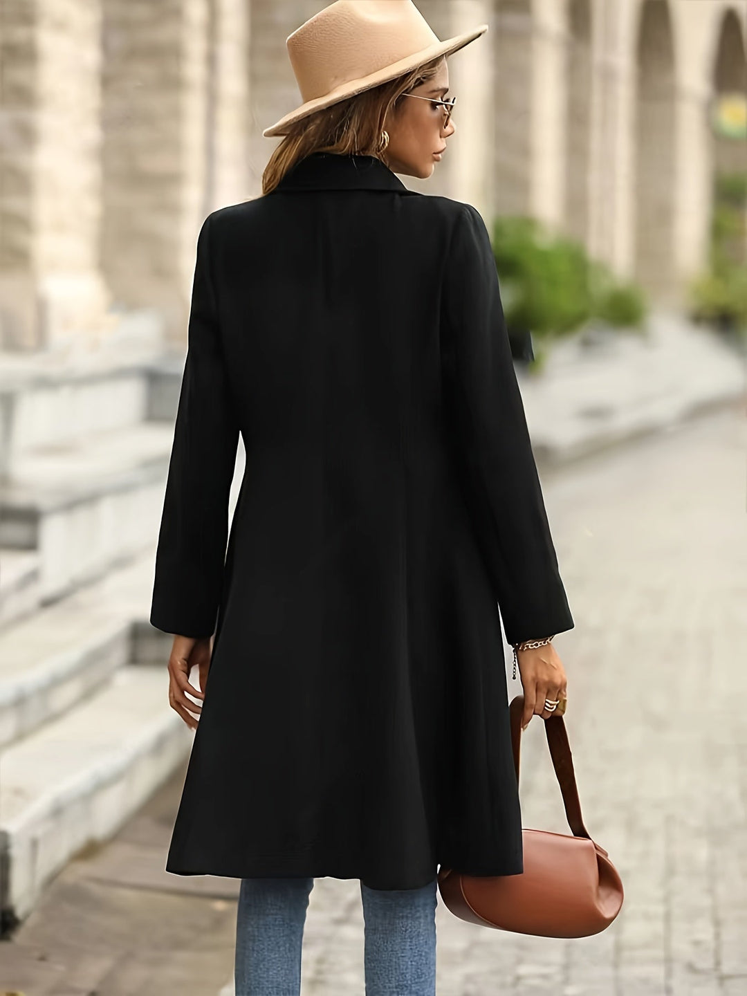 Sadie - Elegant Black Flared Coat