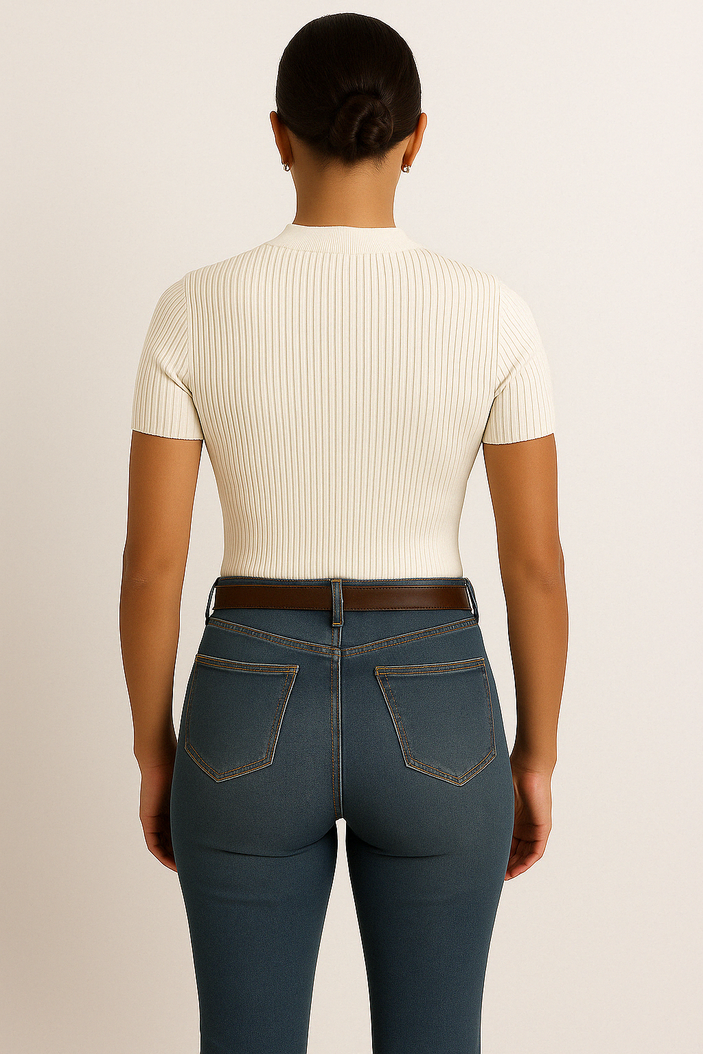 Textured Solid Colour Crew Neck T-Shirt