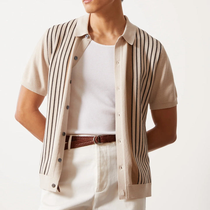 Men's Short-Sleeve Striped Knit Shirt