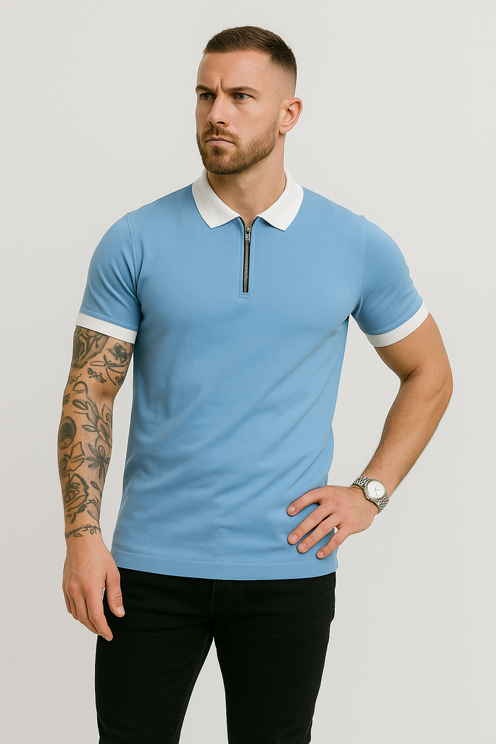 Men’s Short Sleeve Polo Shirt With Zip