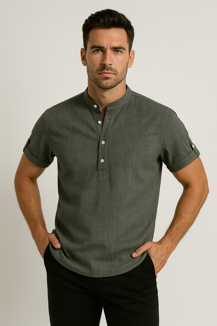 Men’s Modern Mandarin Collar Polo Shirt