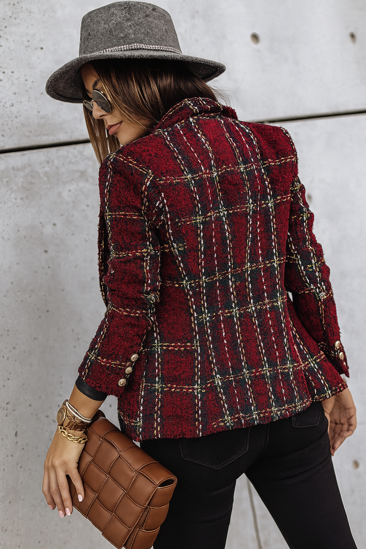 Women’s Textured Check Tweed Blazer