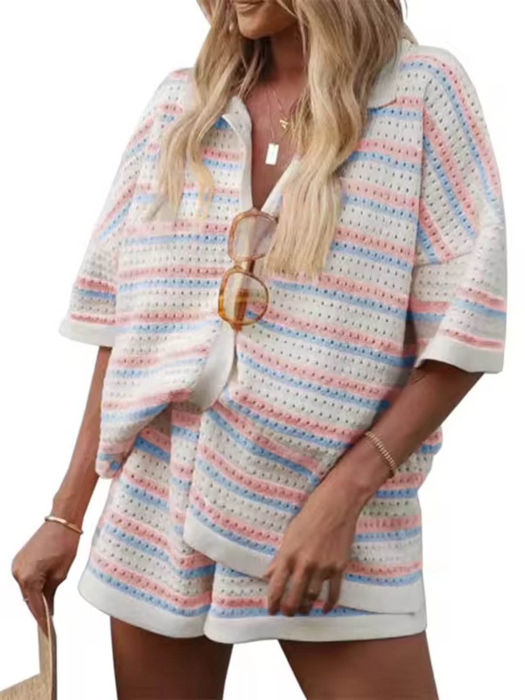 Delaney - Two-Piece Set Striped Loose Fit Summer Clothes Women's Clothing