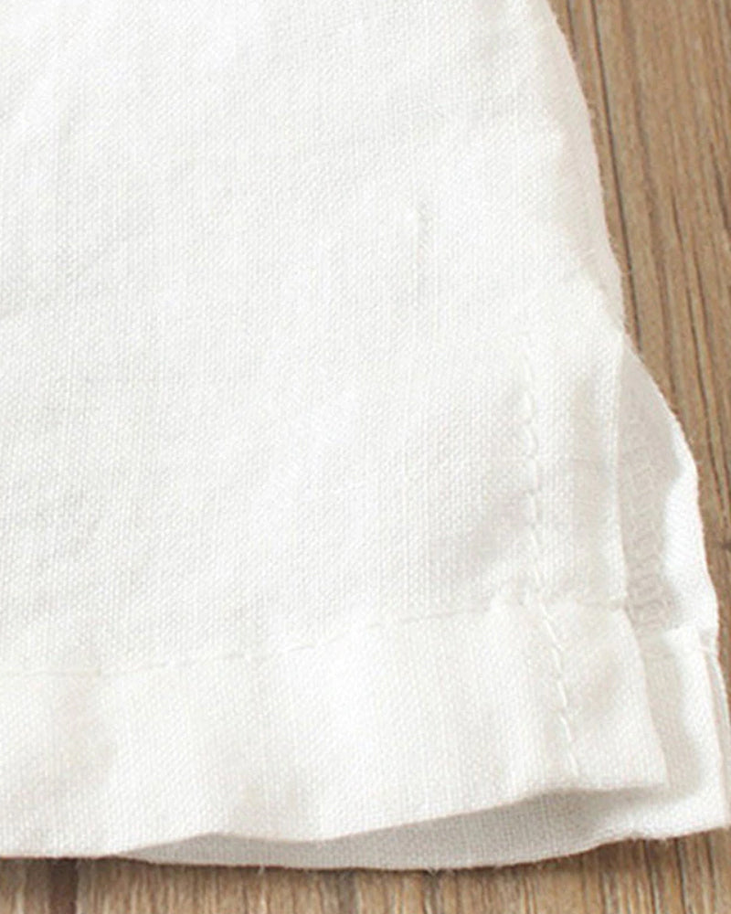 Charlie - Classic Crew Neck Cotton-Linen T-Shirt