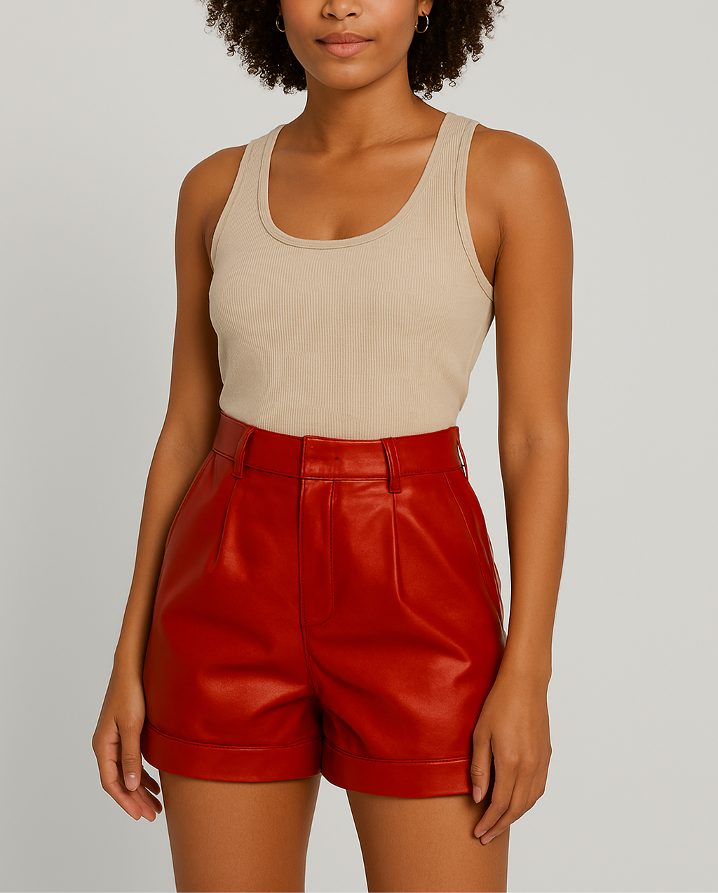 Women's High-Waisted Faux Leather Shorts