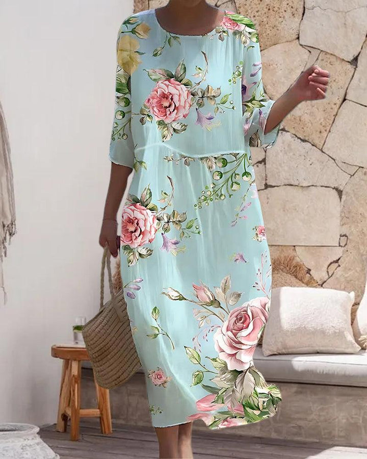Amara - Elegant Floral Dress with Tummy Control