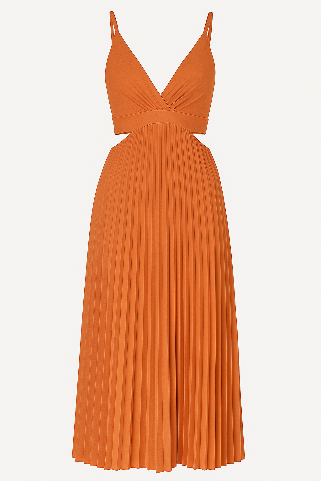 Women's Pleated Cutout Midi Dress