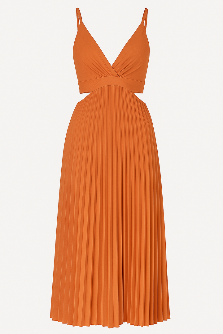 Women's Pleated Cutout Midi Dress