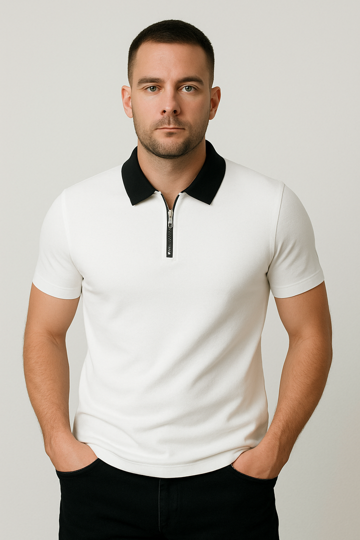Men’s Short Sleeve Polo Shirt With Zip