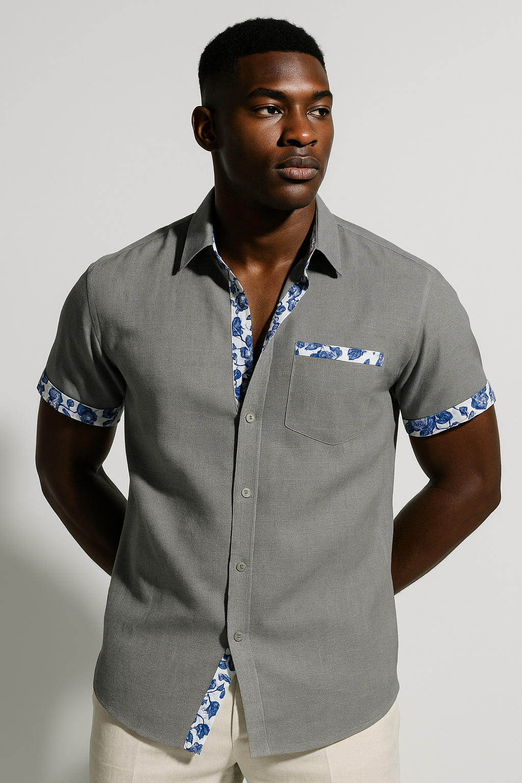 Men’s Casual Short Sleeve Button-Up Shirt