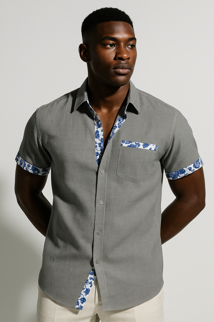 Men’s Casual Short Sleeve Button-Up Shirt