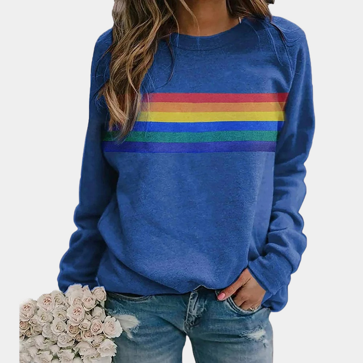 Daisy - Rainbow Stripe Crewneck Sweatshirt